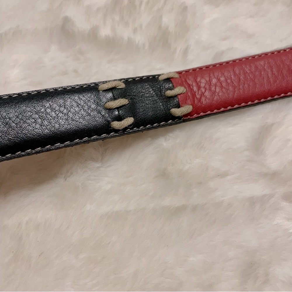 Dockers color-block leather equestrian belt with brass stirrup buckle, L - Picture 5 of 9